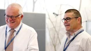 HR Director James Saville speaks to colleagues