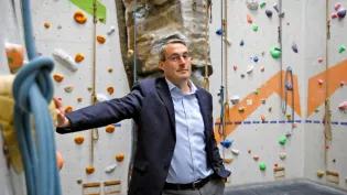 Director Mark Munro in the climbing gym